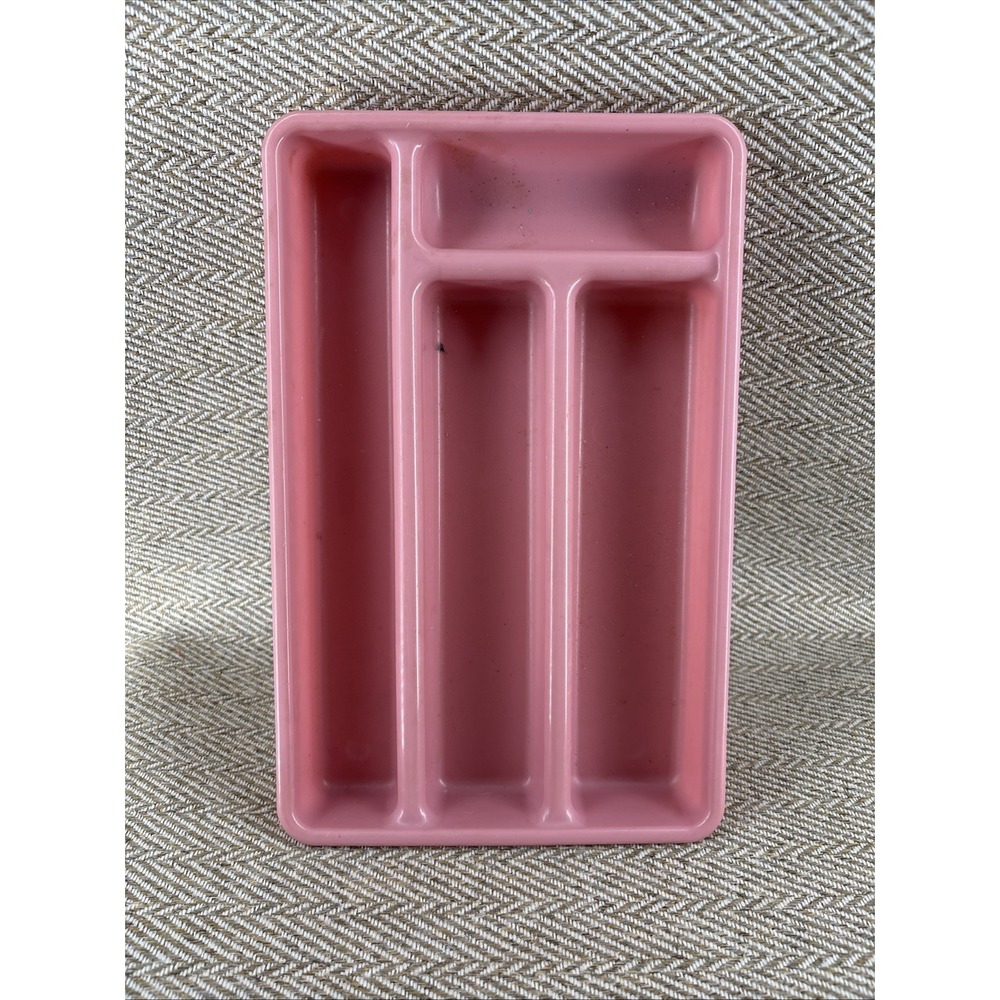 Vintage Pink Rubbermaid Small Cutlery Silverware Flatware Tray Plastic 0522